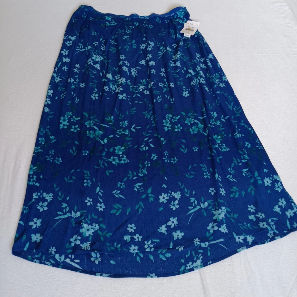 Maggie McNaughton Floral Midi Skirt Blue Boho Cottagecore Flattering A-Line 2X